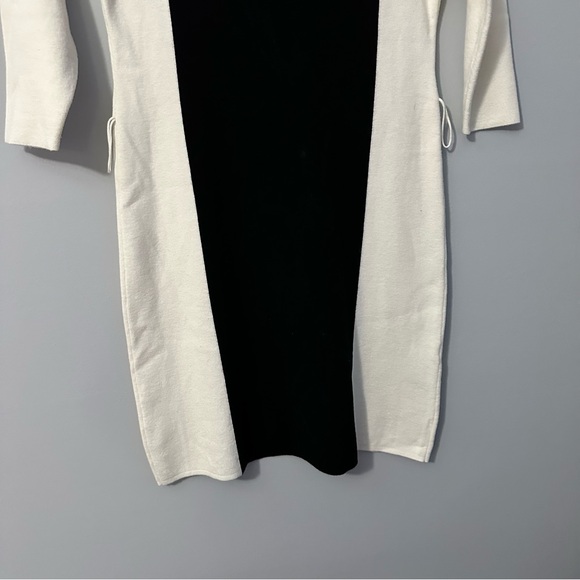 Milly New York Colorblock Knit Sheath Dress Black Ivory Small Classic Chic - Picture 6 of 11